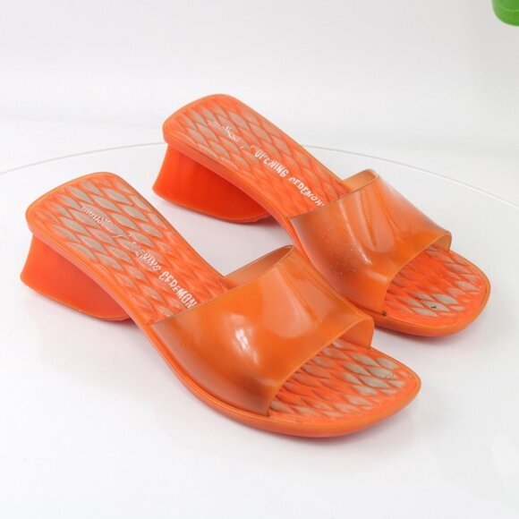 Melissa Opening Ceremony Womens Ladii Sandal Size 7 Coral Slide Mule Block Heel - Picture 3 of 12